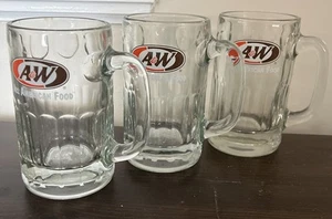 Juego de 3 tazas de vidrio pesado A&W “All American Food” de 6” con hendiduras circulares Stein - Imagen 1 de 13