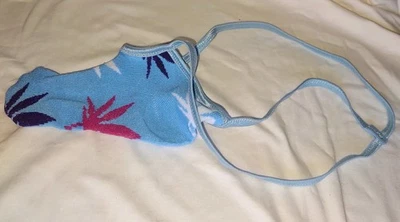 Men's PUSH OUT Torpedo BLUE MARIJUANA PRINT Sock G String Hand Made in USA #MB20 - Image 1 of 4