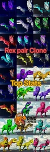 Rex Clone Pair 1713% Melee ASA🔥Top Stats Color Free Saddle Survival Ascended - Bild 1 von 28