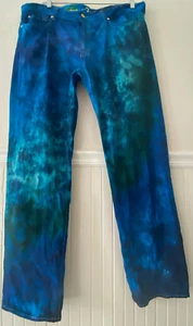 Pantalones de mezclilla reciclados Tie Dye 7 for All Mankind con cremallera cintura 38, 100 % algodón orgánico - Imagen 1 de 4