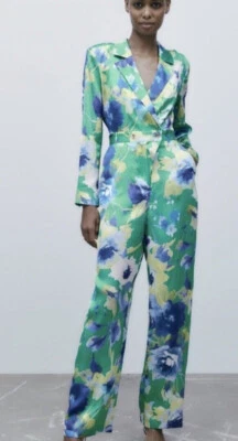 Mono ZARA Cuello Estampado Floral Verde Multicolor Talla M Foto 1 de 4