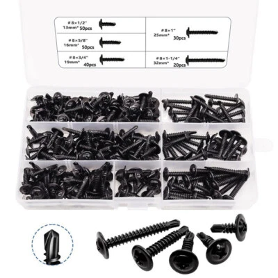 190tlg Kreuzschlitz Bohrschrauben Set Verzinkt Selbstschneidende Blechschrauben - Bild 1 von 4