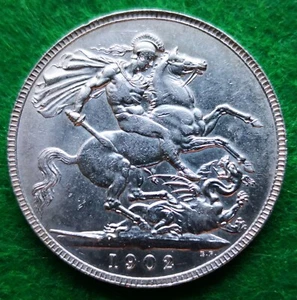 1902 Edward VII Silver Crown Coin #1348 - Picture 1 of 4