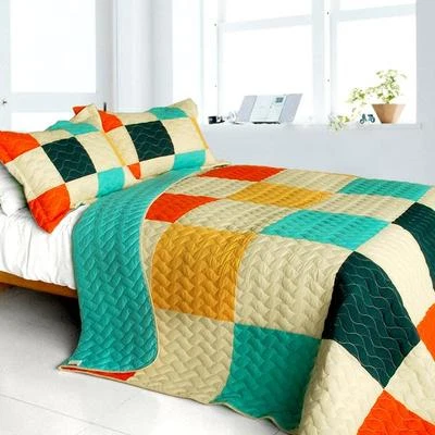 3 piezas Dream Catcher aguamarina amarillo naranja patrón vermicelli Queen Quilt Shams Foto 1 de 4