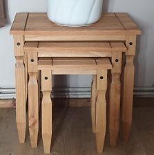 Rustic Nest of Tables Small Coffee Tables Wooden Side End Lamp Nesting Set Pine