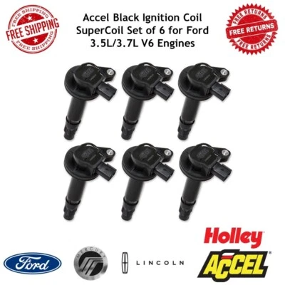 Accel Black Ignition Coil SuperCoil Set of 6 for Ford 3.5L/3.7L V6 Engines - Image 1 of 4