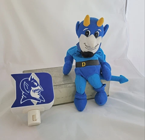DUKE BLUE DEVIL PLUSH MASCOT Beanie and Ceramic Night Light Cover