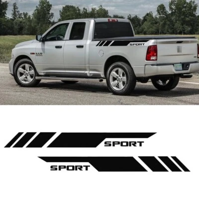 For Dodge RAM 1500 2500 3500 Black Sport Rear Trunk Side Bed Vinyl Decal Sticker - Image 1 of 2