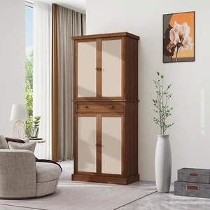 4 Door Cabinet 1 Drawer 4 Adjustable Inner Shelves Storage Cabinet - Picture 1 of 24