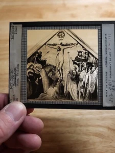 Vintage magische Laterne Rutsche-Kreuzigung - 14. Jahrhundert Gemälde - Rom, Italien Vatikan - Bild 1 von 4