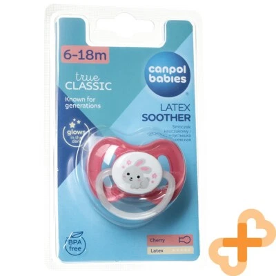 CANPOL BABIES Bunny & Company Latex Soother 6-18 months Pink Glows in the Dark