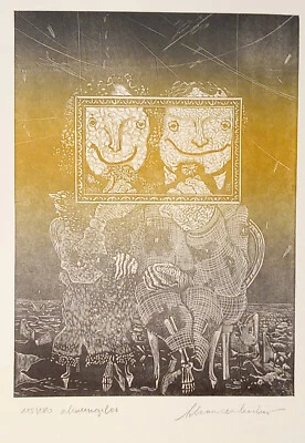 Holzstich Original AHNUNGSLOS von Robert Schanzenbacher - Bild 1 von 3