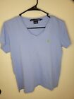 2x RALPH LAUREN SPORT top womens M v-neck Tshirt. Periwinkle blue and gray