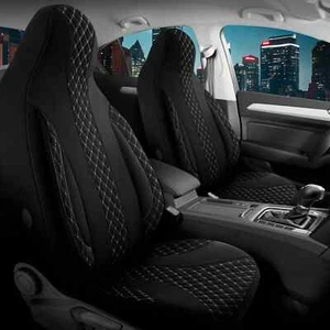 Fundas de asiento Pilot adecuadas para Infiniti QX70 (blanco y negro) | Asientos delanteros ZARA408 - Imagen 1 de 12