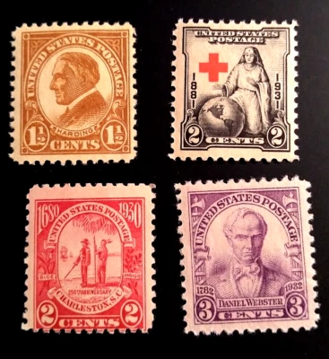 SCOTT # 633 , 683 , 702 & 725  -  SET OF  FOUR TWO CENT STAMPS - F/VF - OG - MNH - Image 1 of 2
