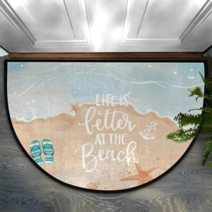 Beach Starfish Shell Quote Half Round Door Mat Non Slip Absorbent Semi Circle... - Picture 1 of 7