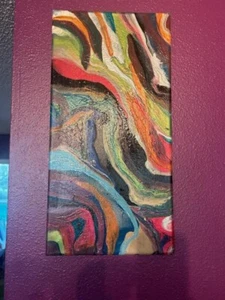 Original Abstract Acrylic Pour Resin Painting 20 x 10” Swirling Colors - Picture 1 of 1