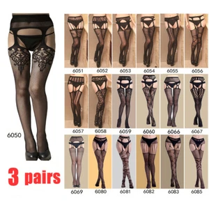 3 Pairs Lady's Stockings Fishnet socks Lace Pantyhose Hot Fashion Sexy Hosiery - Picture 1 of 51
