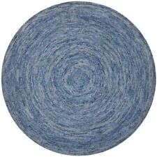 Safavieh Ikat 8' Round Hand Tufted Wool Pile Rug in Dark Blue