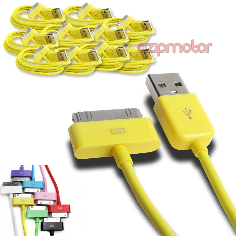 CABLE CARGADOR DE ALIMENTACIÓN DE DATOS USB DE 10 6 PIES CONECTOR BASE APPLE IPAD IPHONE IPOD AMARILLO Foto 1 de 1