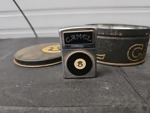 Vintage CAMEL 8 BALL ZIPPO LIGHTER w/ Ashtray Tin used - Picture 1 of 9