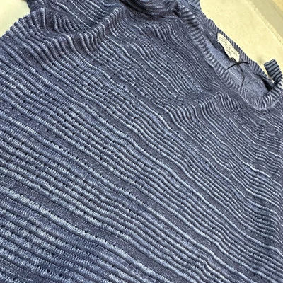 Feel The Piece Womens Sweater Top XS S Blue Linen Blend Cold Shoulder Knit - Image 1 of 4