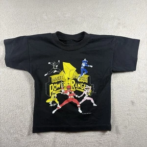 Vintage Mighty Mophin Power Rangers Youth Small 4T Black T Shirt 1994 - Picture 1 of 10