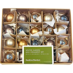 Smith & Hawken - Winter Garden Mini Ornament Set - Set of 20 Mouthblown - NEW - Picture 1 of 4