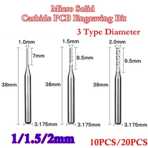 1-2mm Micro Solid Carbide PCB Engraving Bit Corn End Mill Cutter For CNC 10/20x - Picture 1 of 6