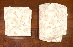 Ralph Lauren Muted Rosy Two Tone Pink Floral Full Queen Flat Fitted Sheet Set - Picture 1 of 2