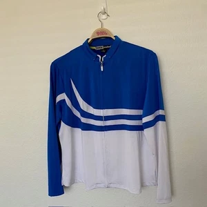Jamie Sadock Full Zip Jacke Oberteil Blau & Weiß Stretch Kragen Damen XL - Bild 1 von 10