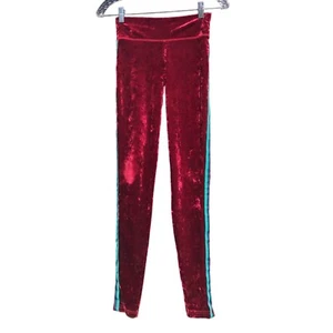 Aerie Chill Play Move Leggings in Burgundy Red Velour Crushed Velvet Size PS - Picture 1 of 2