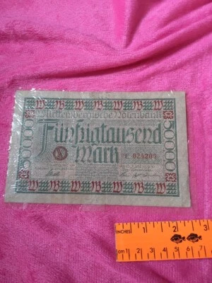 WURTTEMBERG (GERMAN STATES) 1923 50,000 MARK CIRCULATED  - Image 1 of 3