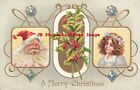 Christmas, Meeker No 576, Red Cap Santa & Young Girl Art Nouveau