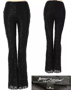 Vintage Betsey Johnson New York 90s Black Lace Lined Evening Sexy Dress Pants S - Picture 1 of 9