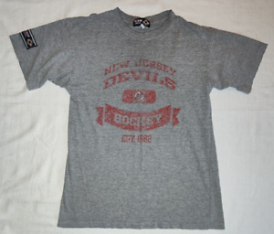 NICE VTG CCM New Jersey Devils Heather Gray Distressed T-Shirt 100% Cotton Large