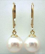 NEW HUGE AAA+10MM PERFECT ROUN SOUTH SEA WHITE PEARL EARRINGs 14K SOLID GOLD