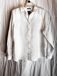 NWT Chicos Button Up Roll Tab Sleeves Work Wear Blouse Women’s 2 Optic White - Picture 1 of 15