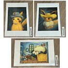 3x Pokemon x Van Gogh Museum Giclee Print 30x40 w COA: Pikachu + Snorlax + Eevee