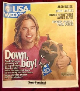 BRAD PITT Long Hair USA WEEKEND MAGAZINE COVER • June 20, 2003 • MINT Great Pics - Imagen 1 de 3