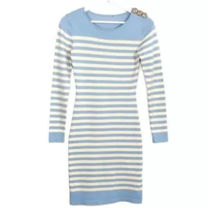 McQ ALEXANDER MCQUEEN Striped Bodycon Lion Head Button Detail Knit Dress Size S - Picture 1 of 9
