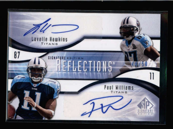 HAWKINS / WILLIAMS 2009 UPPER DECK SP SIGNATURE REFLECTIONS DUAL AUTO /50 AX8074 - Image 1 of 1