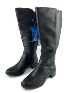 Easy Street Boots Women Wide Black 15in Jewel Plus Mid Calf Faux Leather 30-9561