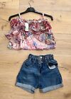 Girls RIVER ISLAND GEORGE SHORTS OUTFIT -New SUMMER BLOUSE TOP - AGE 9-10 YEARS