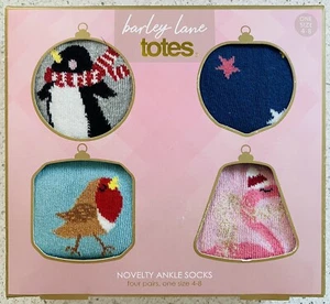 Paquete de 4 calcetines al tobillo Barley Lane By Totes para mujer dama talla única 4-8 - Imagen 1 de 4