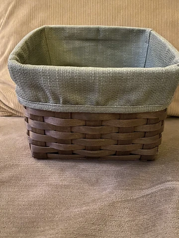 Longaberger Recipe Basket Dark Brown with Sage Liner EUC Cover