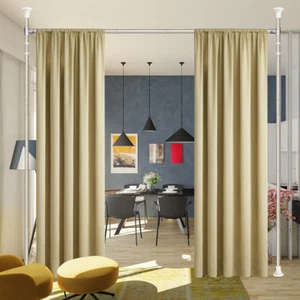 Room Divider Partition size 28"-70" Wide x 48"-120" High Tension Rod pole Silver - Picture 1 of 7