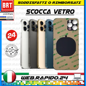 BACK COVER SCOCCA POSTERIORE VETRO+BIADESIVO X APPLE IPHONE 12 PRO MAX BIG HOLE