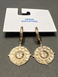 Goldtone SUN EARRINGS urban outfitters, Cosmic, Universe, Mystical, 80’s Dynasty - Picture 1 of 7