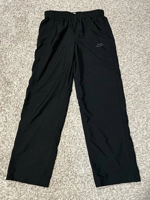 Vintage Nike Track Pants Men S Black Windbreaker Mesh Lined Ankle Zip Y2K Baggy - Image 1 of 4